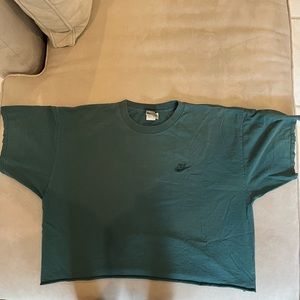 Vintage Forest Green Embroidered Nike Cropped T-Shirt